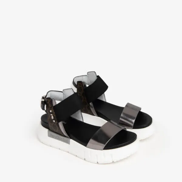 NeroGiardini Black & Silver Print Sandals