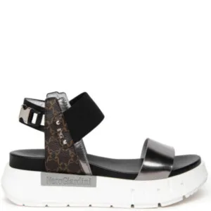 NeroGiardini Black & Silver Print Sandals