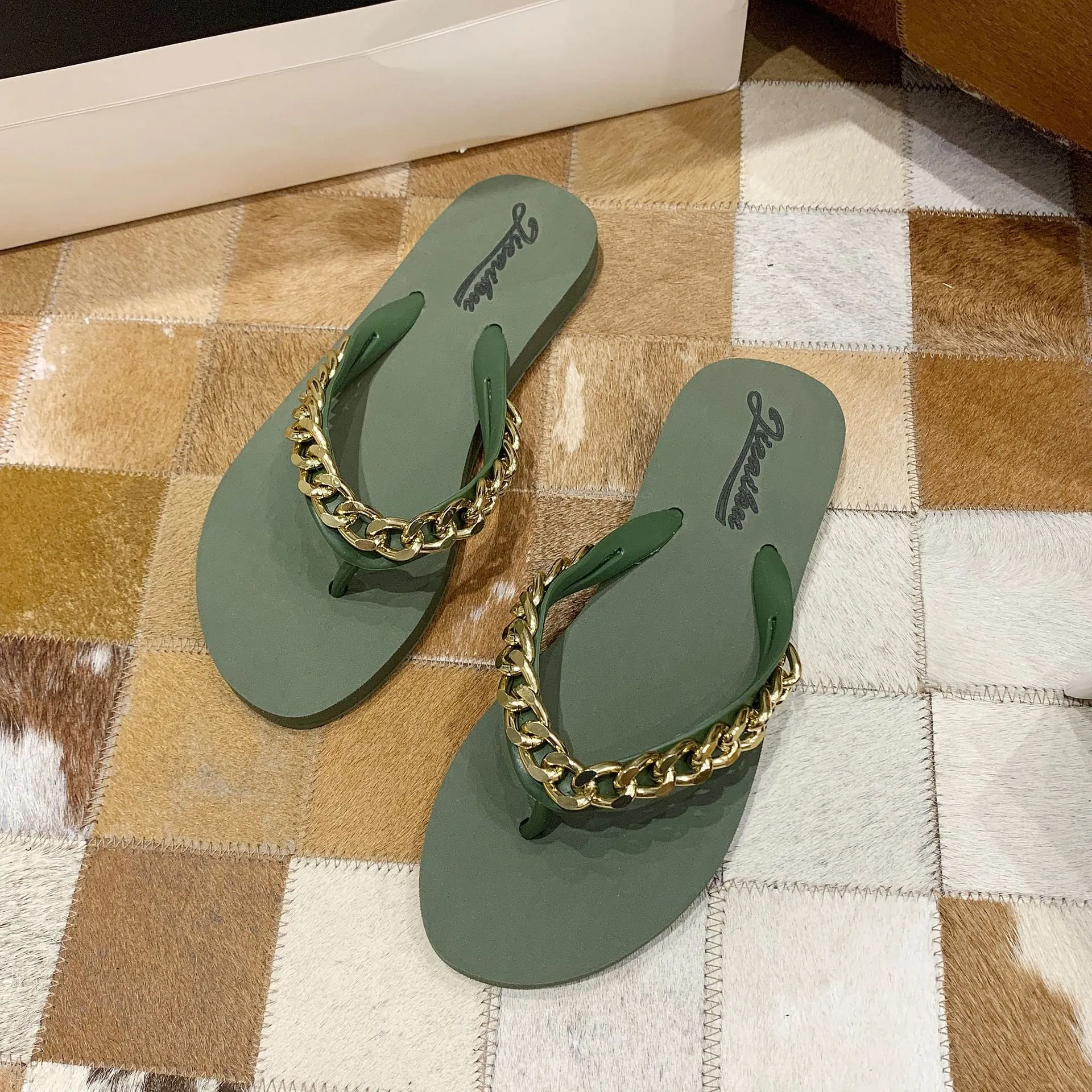 Net Red Rhinestone Slippers Women