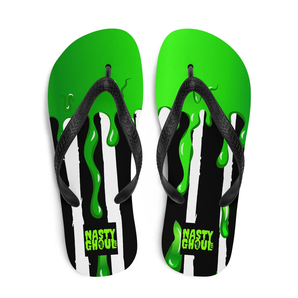 Never Trust The Living Slim Flip-Flops All Over Print
