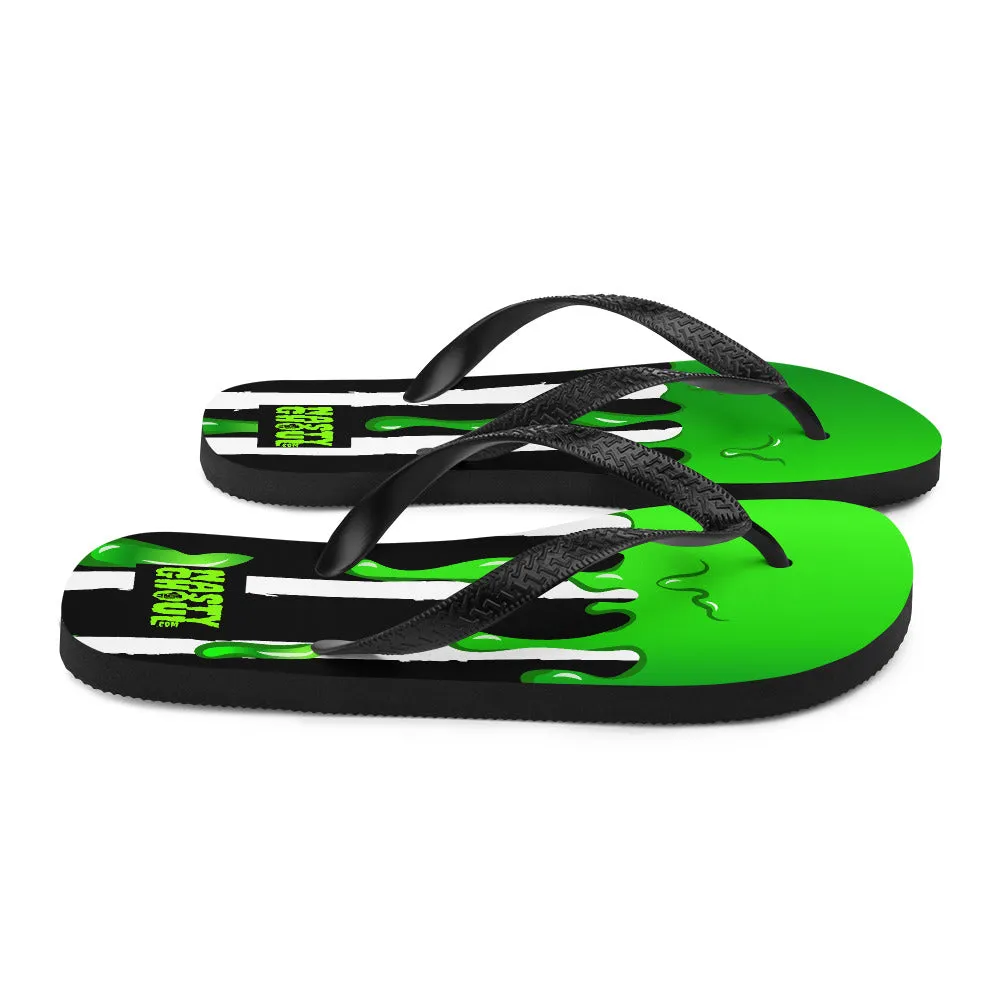 Never Trust The Living Slim Flip-Flops All Over Print