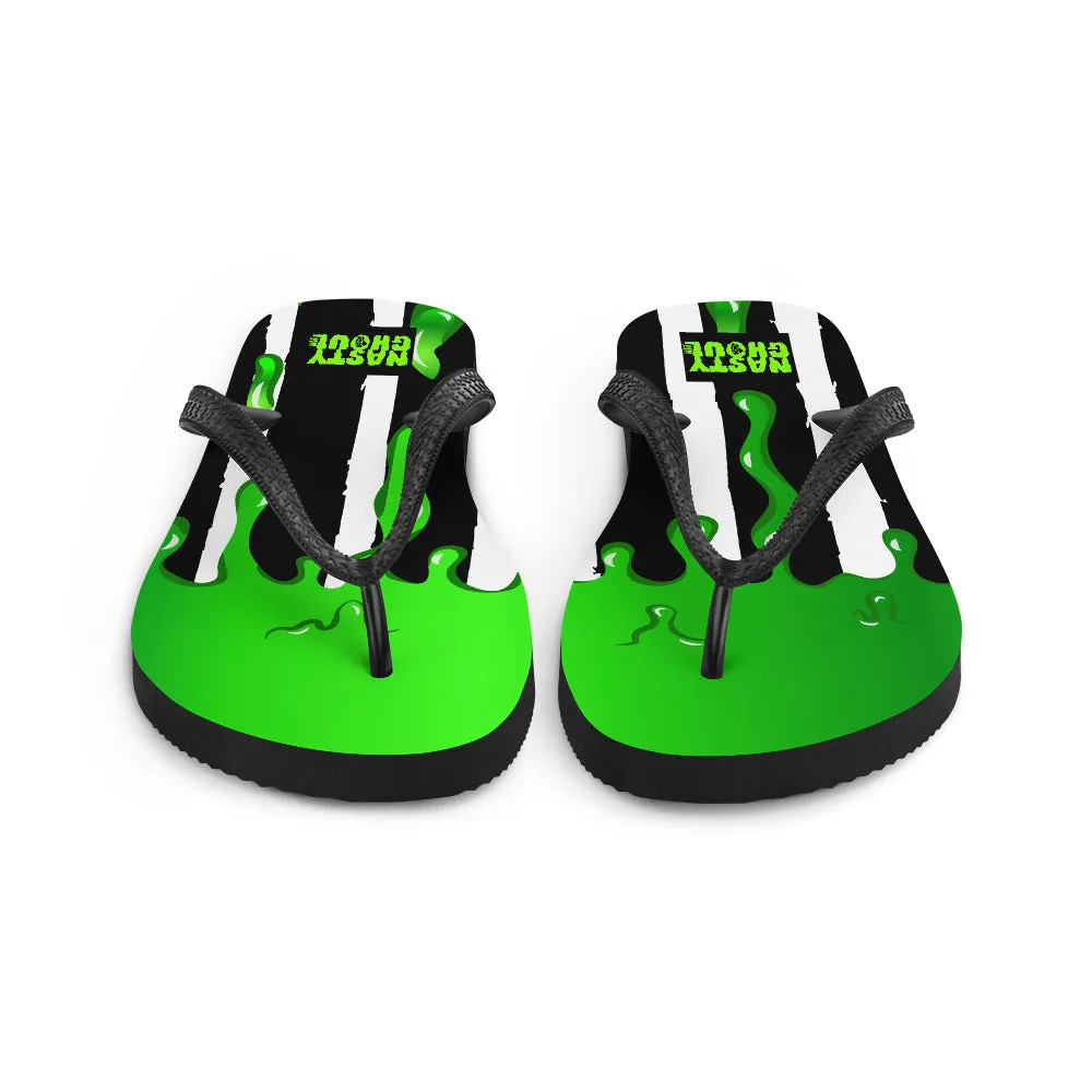 Never Trust The Living Slim Flip-Flops All Over Print