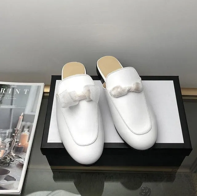 New Chaussures luxe casual shoes women designer slides,Smoking Slipper,Leather star slippers,fashion luxe designer slides