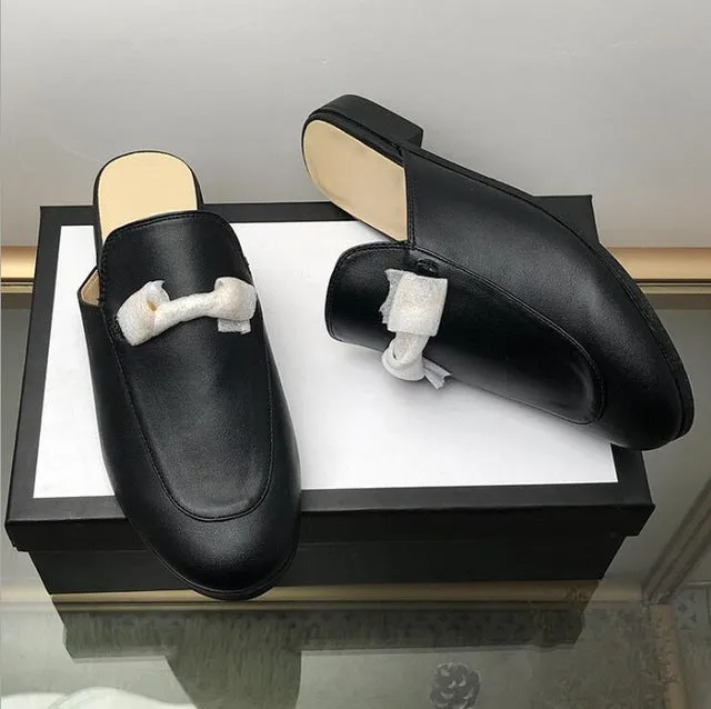 New Chaussures luxe casual shoes women designer slides,Smoking Slipper,Leather star slippers,fashion luxe designer slides