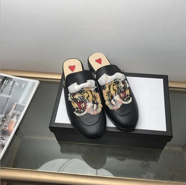 New Chaussures luxe casual shoes women designer slides,Smoking Slipper,Leather star slippers,fashion luxe designer slides
