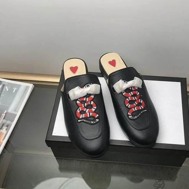 New Chaussures luxe casual shoes women designer slides,Smoking Slipper,Leather star slippers,fashion luxe designer slides