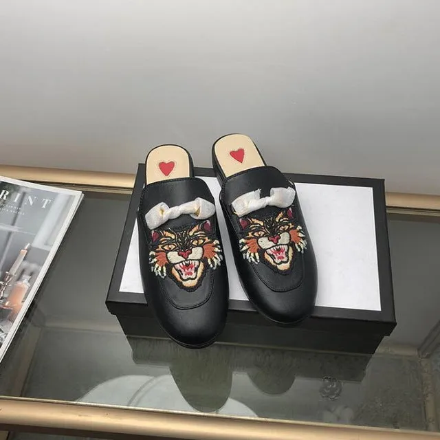 New Chaussures luxe casual shoes women designer slides,Smoking Slipper,Leather star slippers,fashion luxe designer slides