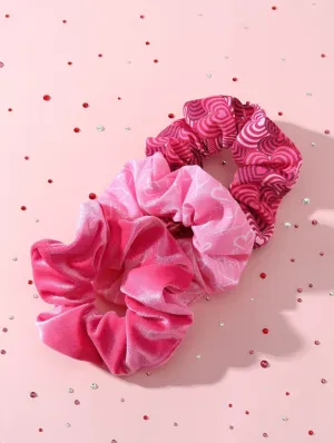 NEW Chouchou Heart Motif Scrunchies - 3 pieces