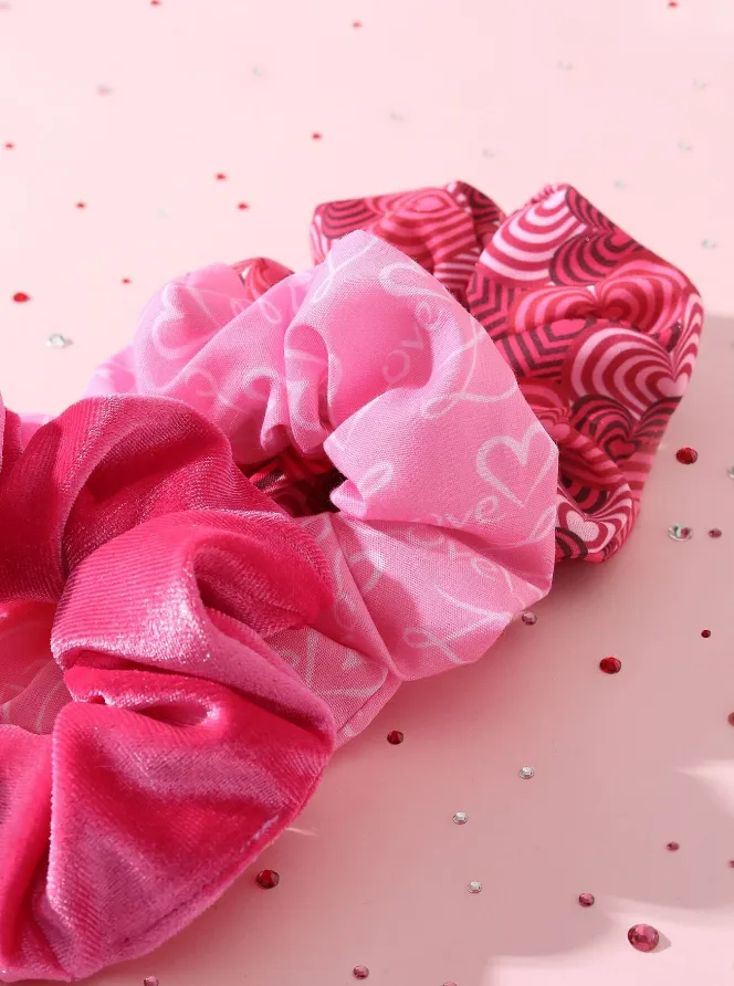NEW Chouchou Heart Motif Scrunchies - 3 pieces