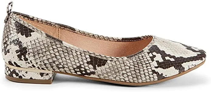 New in box! 'Beautify' - Womens Flats Shoes - Tiny Wedge - Memory Foam Lining - Snakeskin Tan Multi, Sz 7!