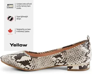 New in box! 'Beautify' - Womens Flats Shoes - Tiny Wedge - Memory Foam Lining - Snakeskin Tan Multi, Sz 7!