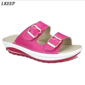 New Women Sandals Wedges Shoes Lady Sexy Leather Sandals