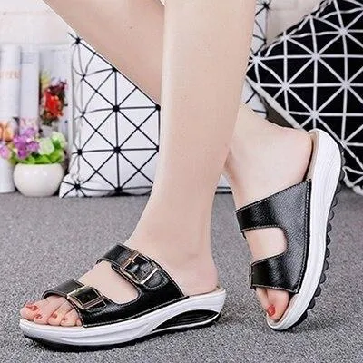 New Women Sandals Wedges Shoes Lady Sexy Leather Sandals
