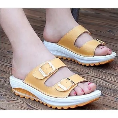 New Women Sandals Wedges Shoes Lady Sexy Leather Sandals