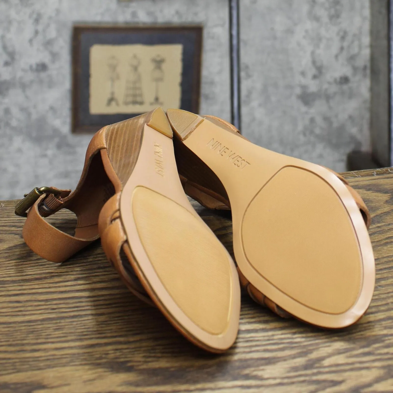 Nine West Womens Vintage NWVALCI Wedge Heel Sandals Cognac Brown 6M