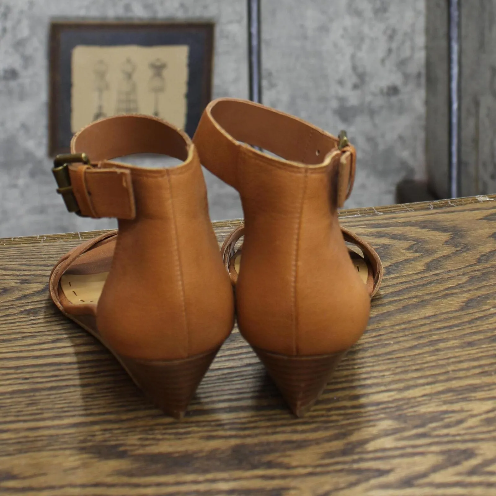 Nine West Womens Vintage NWVALCI Wedge Heel Sandals Cognac Brown 6M