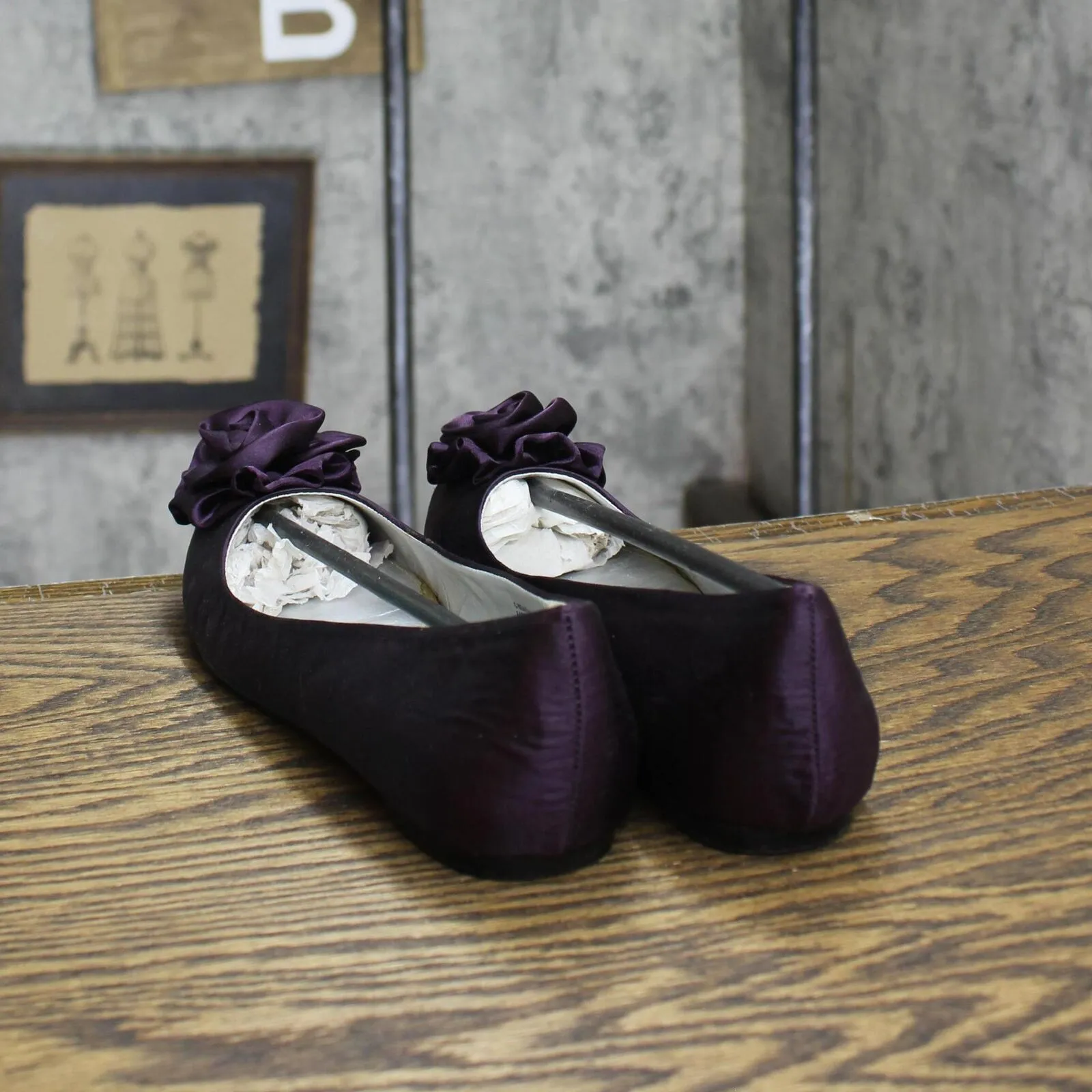 Nine West Womens Vintage Satin Rose Flats 1673c081a6195d Purple 6.5M
