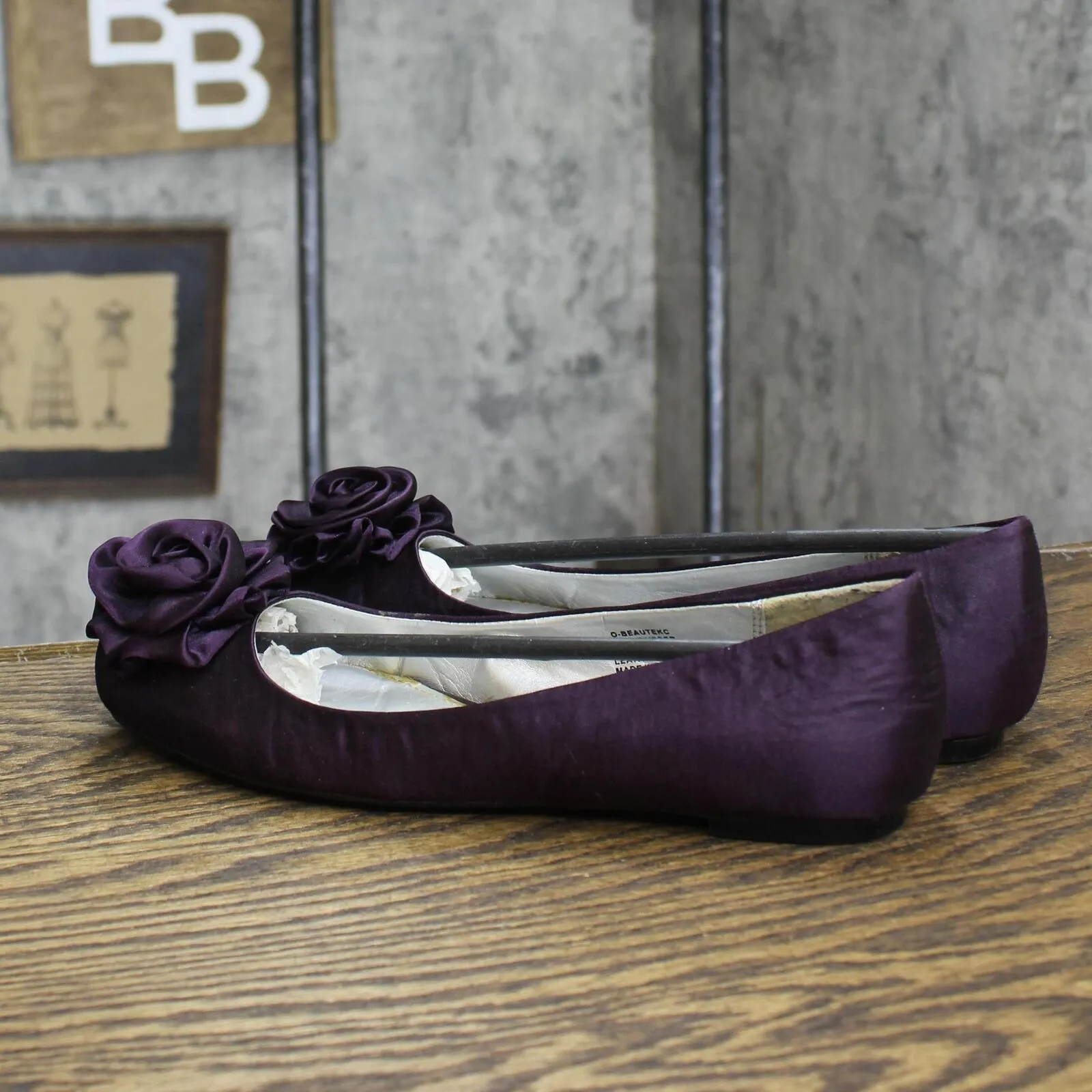 Nine West Womens Vintage Satin Rose Flats 1673c081a6195d Purple 6.5M