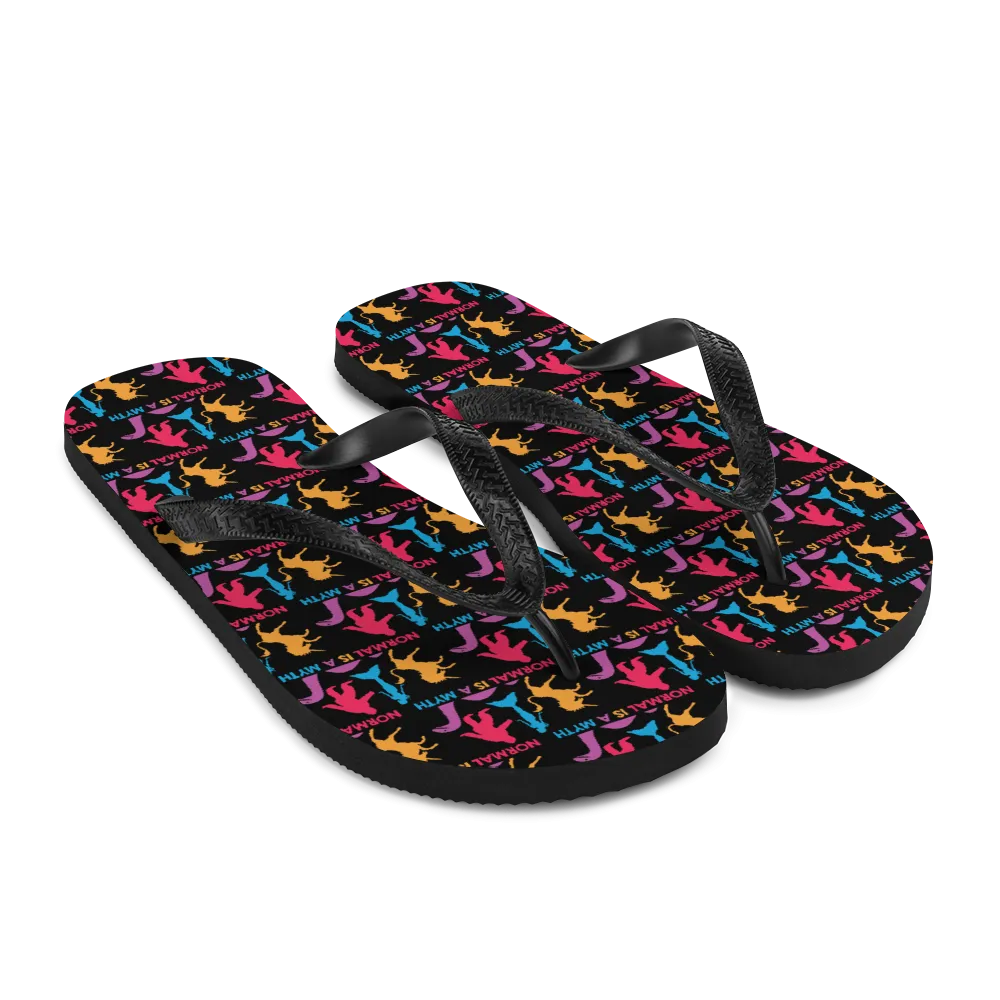 Normal is a Myth (Bigfoot, Mermaid, Unicorn & Loch Ness Monster Pattern) Flip-Flops