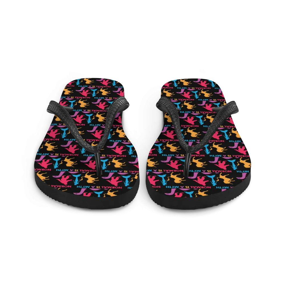 Normal is a Myth (Bigfoot, Mermaid, Unicorn & Loch Ness Monster Pattern) Flip-Flops