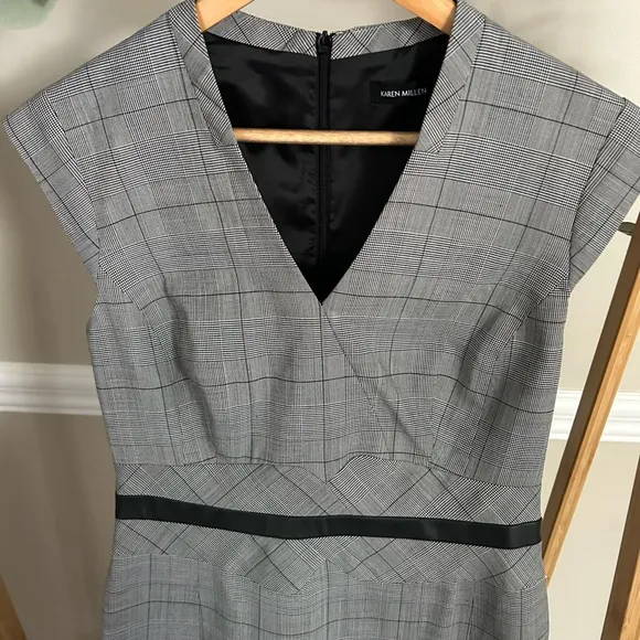 NWOT Karen Millen Grey and Black Tweed Midi Office Dress