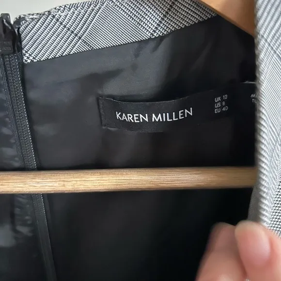 NWOT Karen Millen Grey and Black Tweed Midi Office Dress