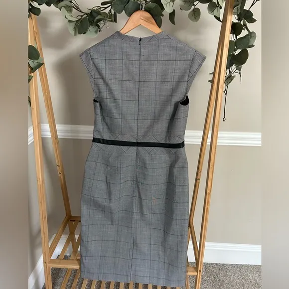 NWOT Karen Millen Grey and Black Tweed Midi Office Dress