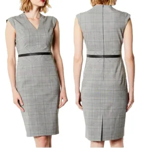 NWOT Karen Millen Grey and Black Tweed Midi Office Dress