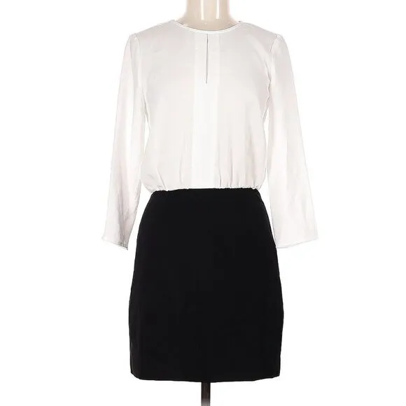 NWT 4. Collective Ivory Black Keyhole Neck Business Casual Career Dress