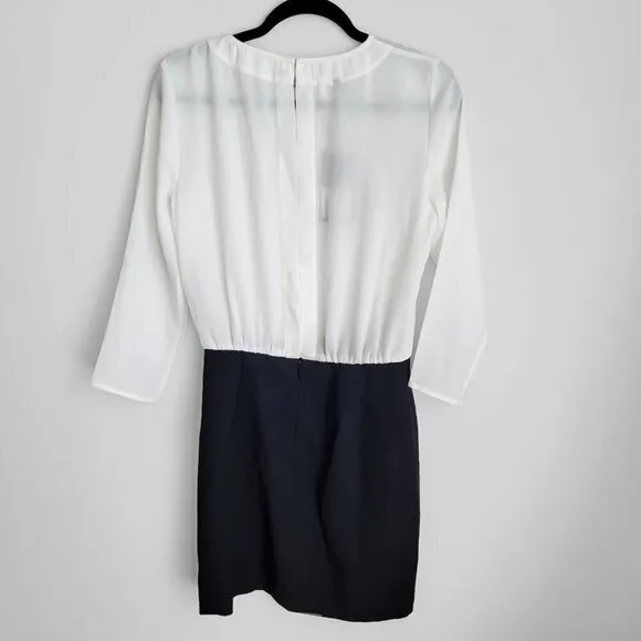 NWT 4. Collective Ivory Black Keyhole Neck Business Casual Career Dress