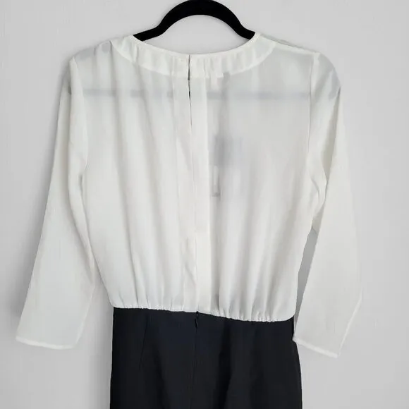 NWT 4. Collective Ivory Black Keyhole Neck Business Casual Career Dress