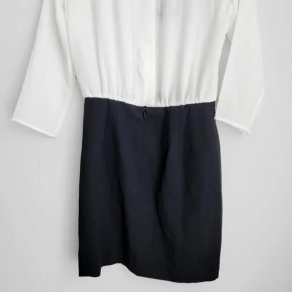 NWT 4. Collective Ivory Black Keyhole Neck Business Casual Career Dress