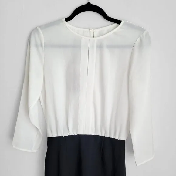 NWT 4. Collective Ivory Black Keyhole Neck Business Casual Career Dress