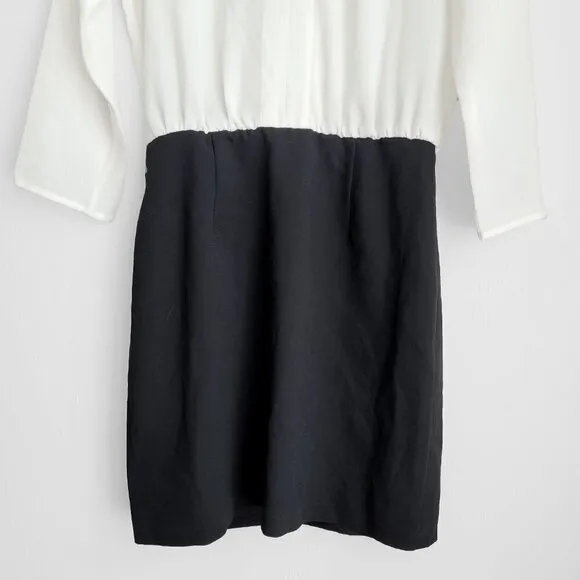 NWT 4. Collective Ivory Black Keyhole Neck Business Casual Career Dress
