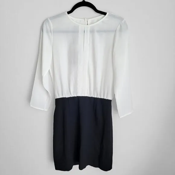 NWT 4. Collective Ivory Black Keyhole Neck Business Casual Career Dress