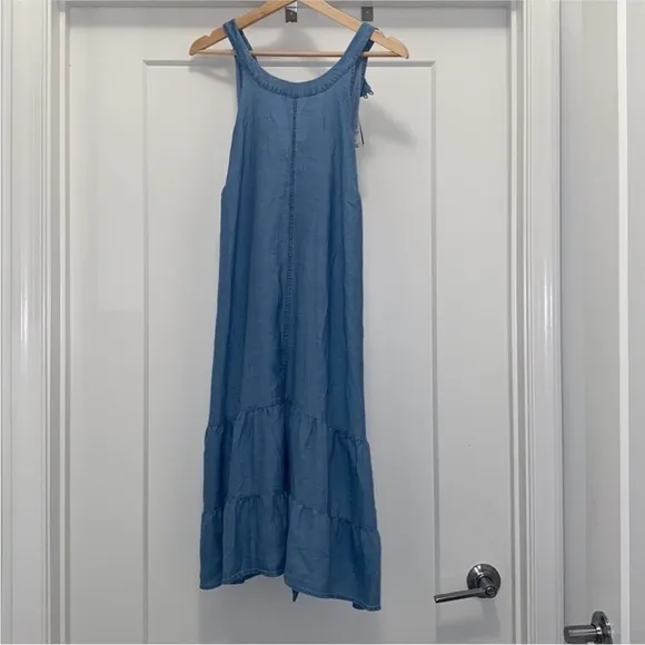 NWT! Torrid High Neck Tiered Mini Dress - Chambray Blue - 1X
