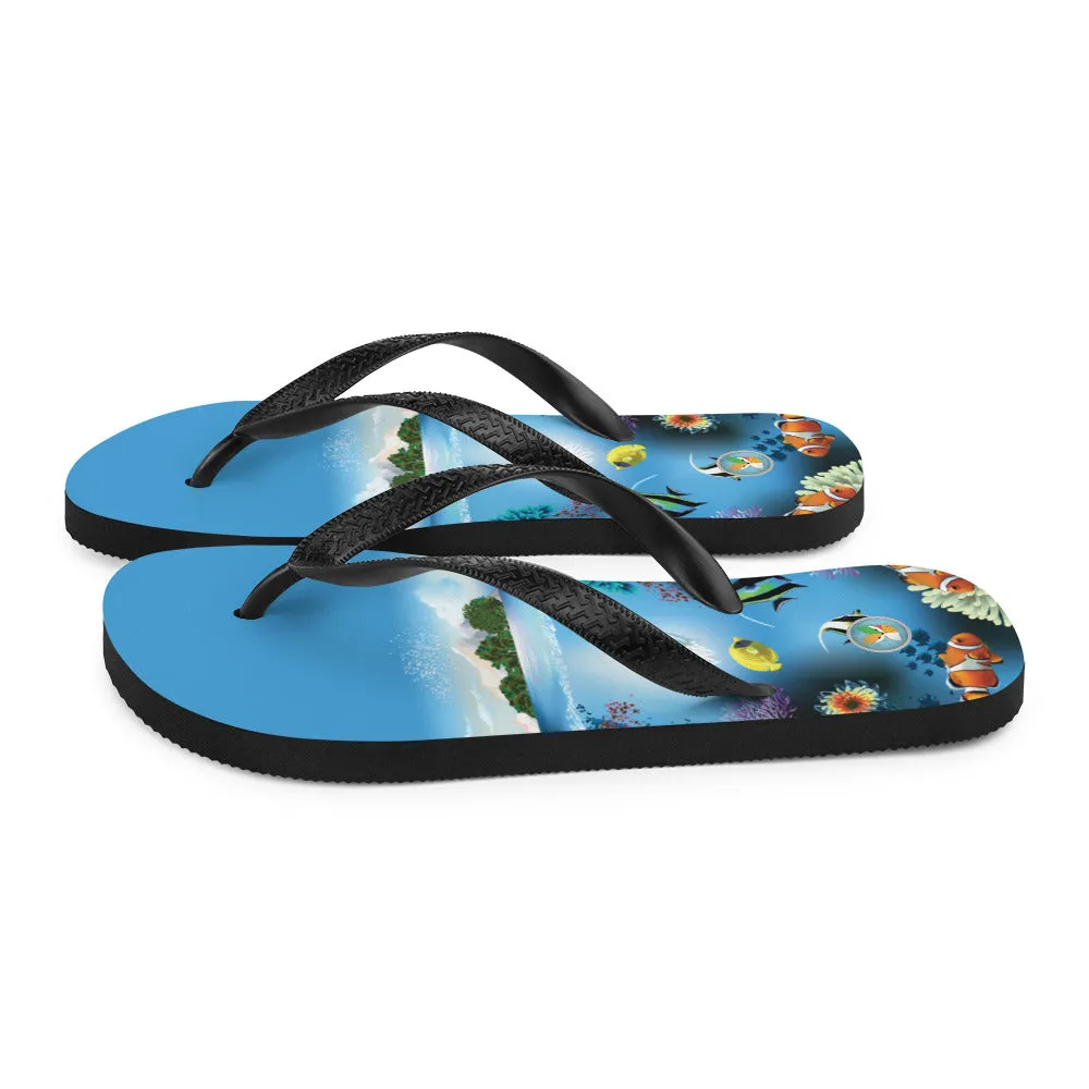 Ocean and Fish - Flip-Flops