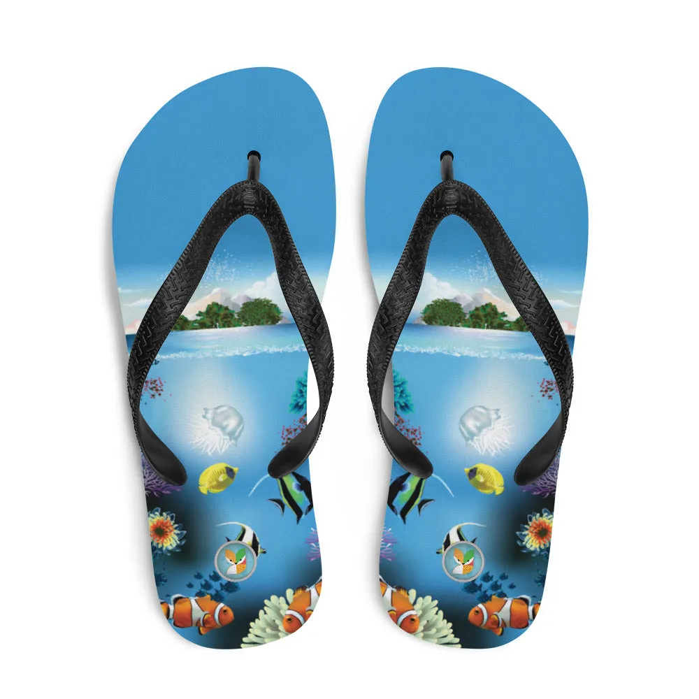 Ocean and Fish - Flip-Flops