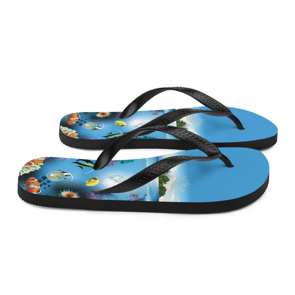 Ocean and Fish - Flip-Flops