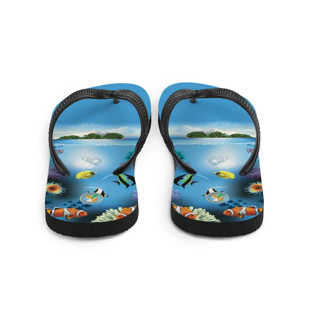 Ocean and Fish - Flip-Flops