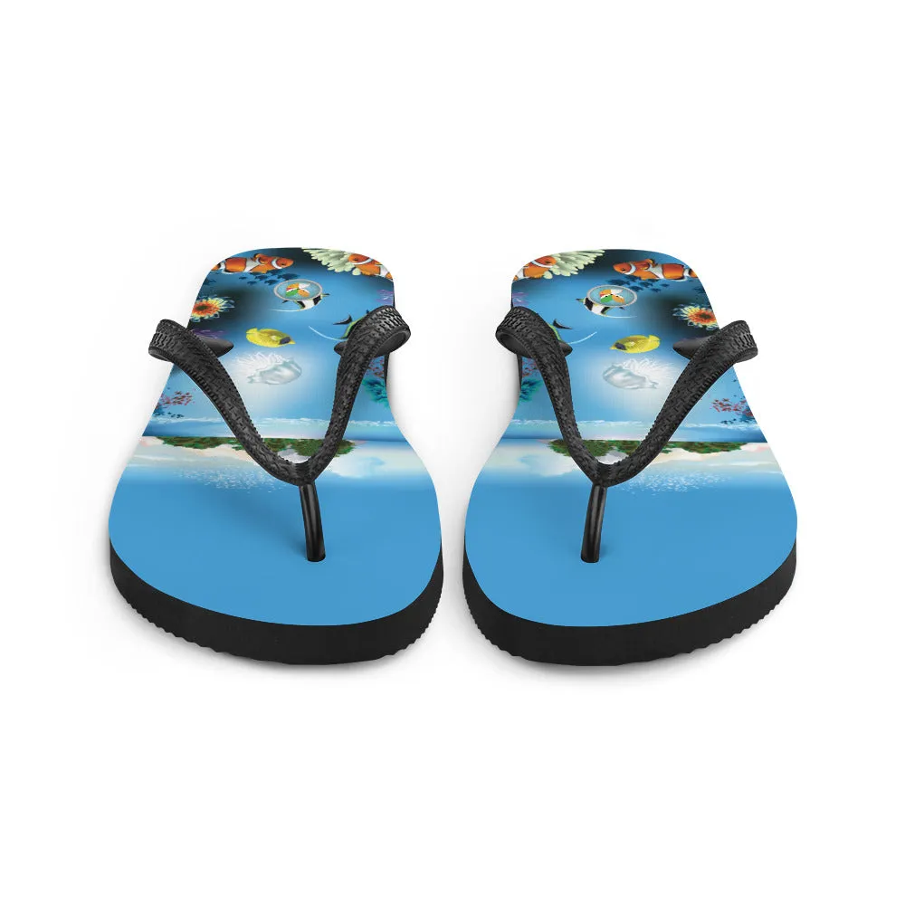 Ocean and Fish - Flip-Flops