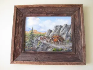 Oil Painting, Western Art, Jim Rozzi Wells Fargo Stagecoach "Low Gear Road"
