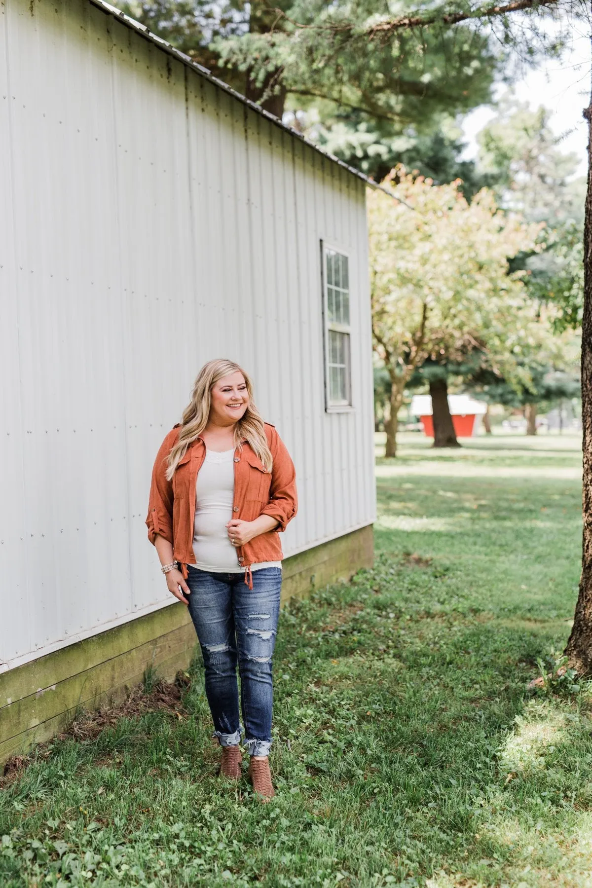 One Thing Right Lightweight Zip Up Jacket- Rust