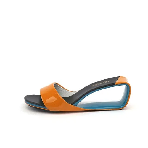 Orange Summer Slippers Sexy Women Sandals Wedge Shoes Woman 6cm Hollow Heel Slipper Casual Beach Slides Designer