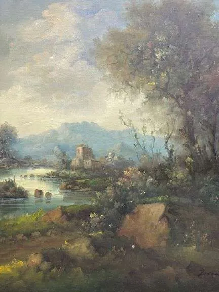 Original "Ruins" Oil Landscape