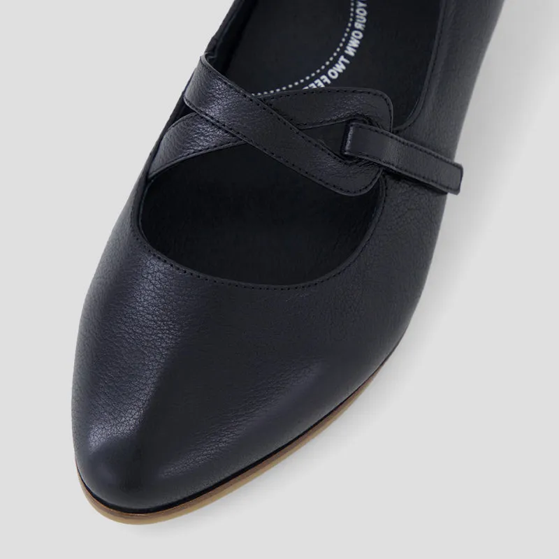 OWAIS XF - BLACK LEATHER-NATURAL HEEL