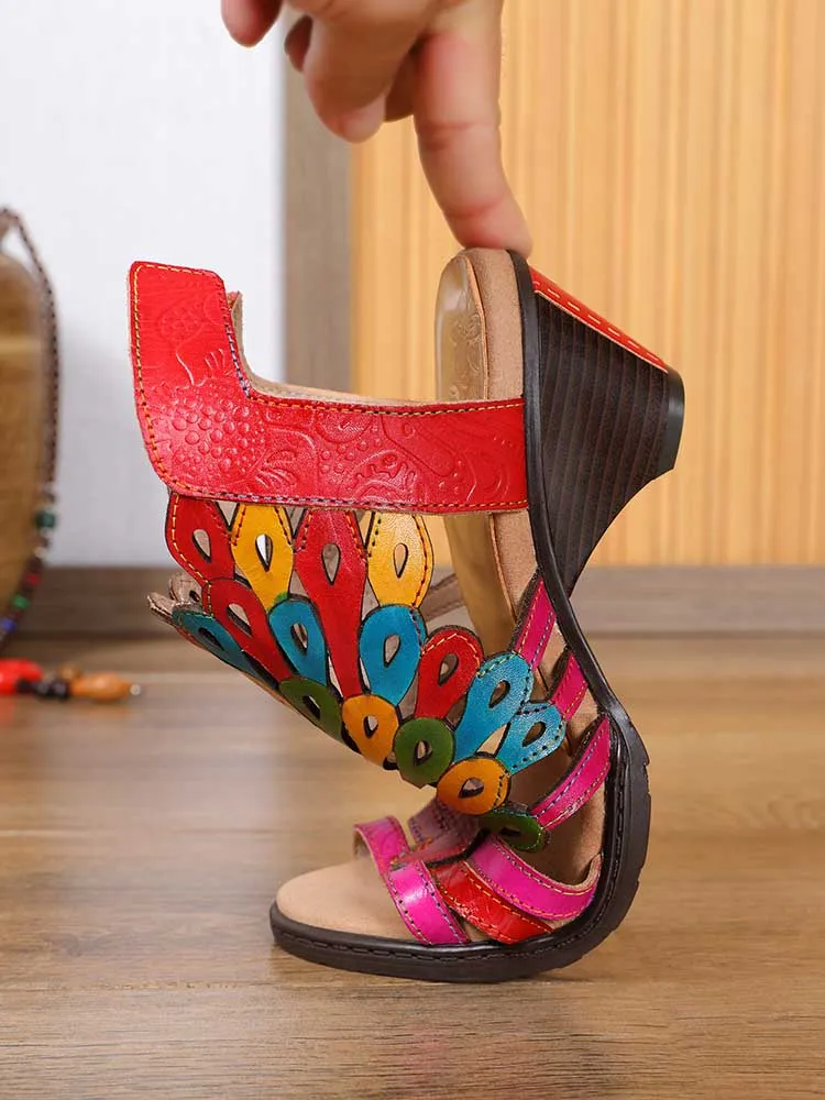 Paloma Peacock Leather Sandals