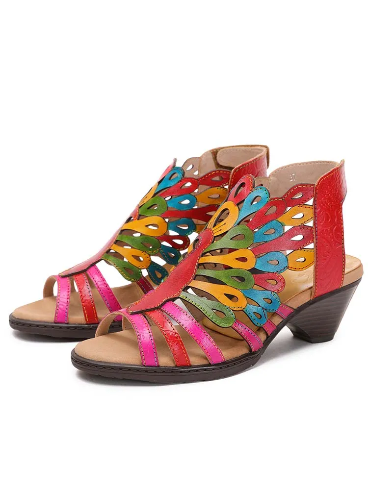 Paloma Peacock Leather Sandals