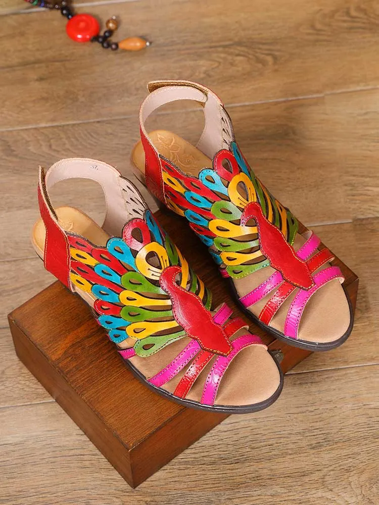 Paloma Peacock Leather Sandals