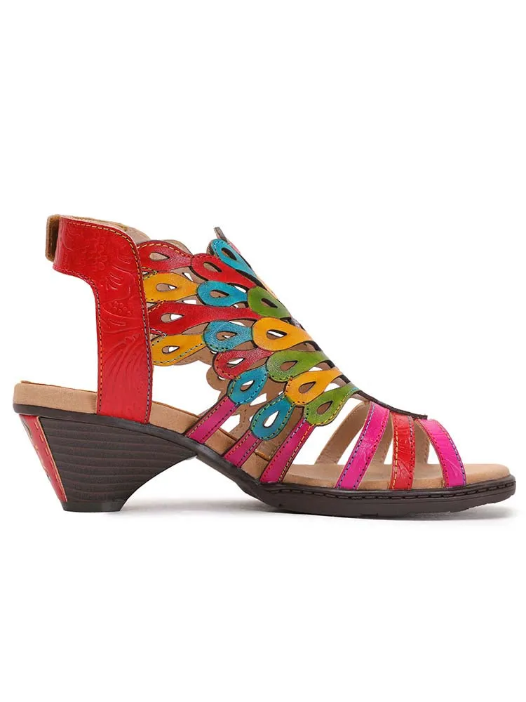 Paloma Peacock Leather Sandals